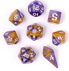 Hymgho Dice: 8 Set Polyhedral Wyrmforged Rollers Rounded Resin Magister Robes HY02014